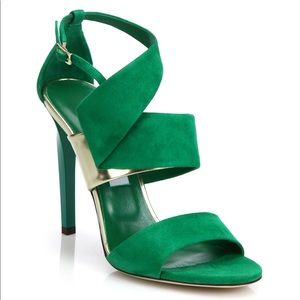 Jimmy Choo Green Trapeze Sandals Size 37